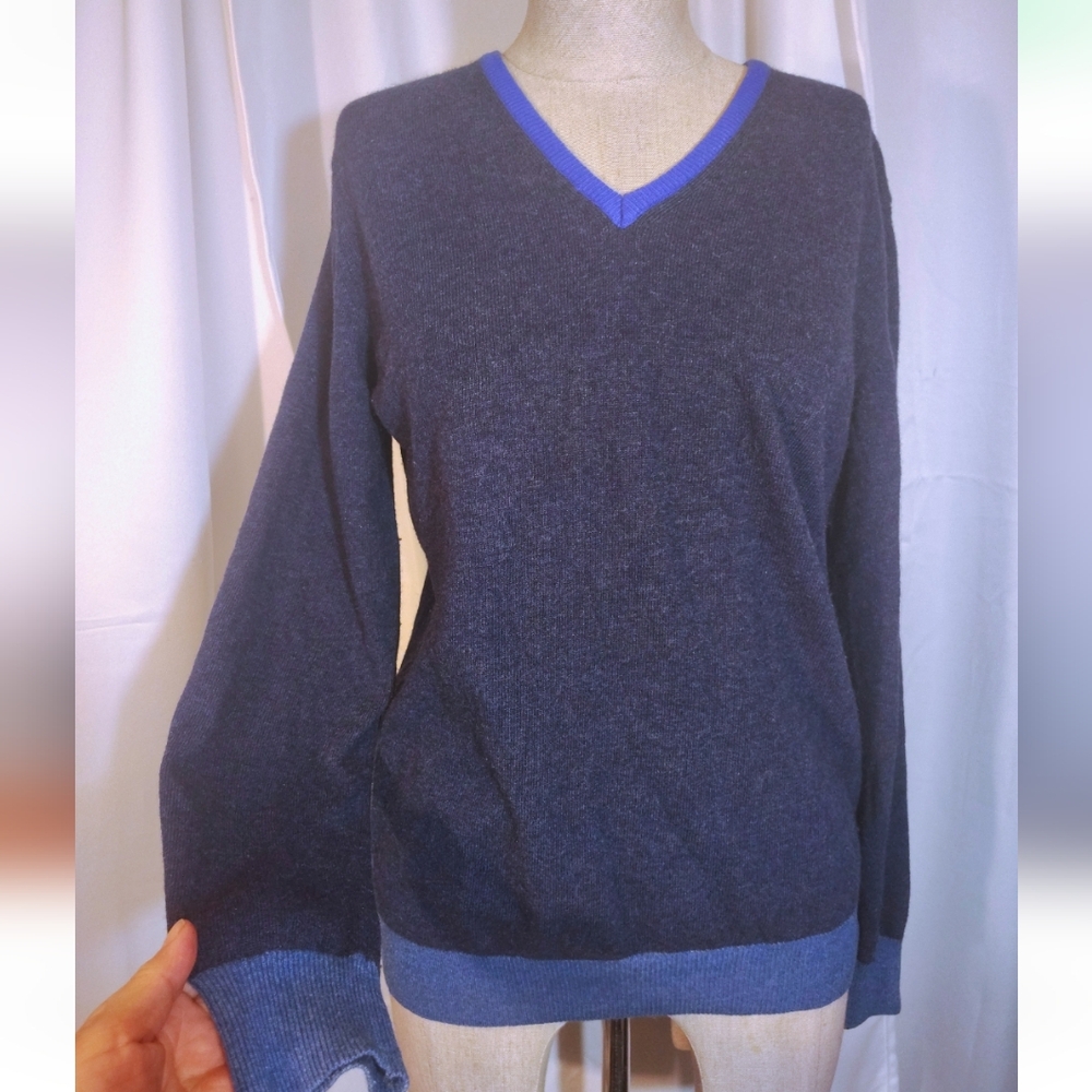 Cashmer Italy Wool Sweater, Women, V-neck, Blue, Soft, Lightweight, S - Picture 1 of 10
